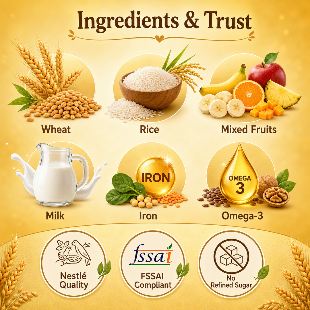 Cerelac 3 Wheat Rice Mixed Fruit 300 GM thumbnail 4